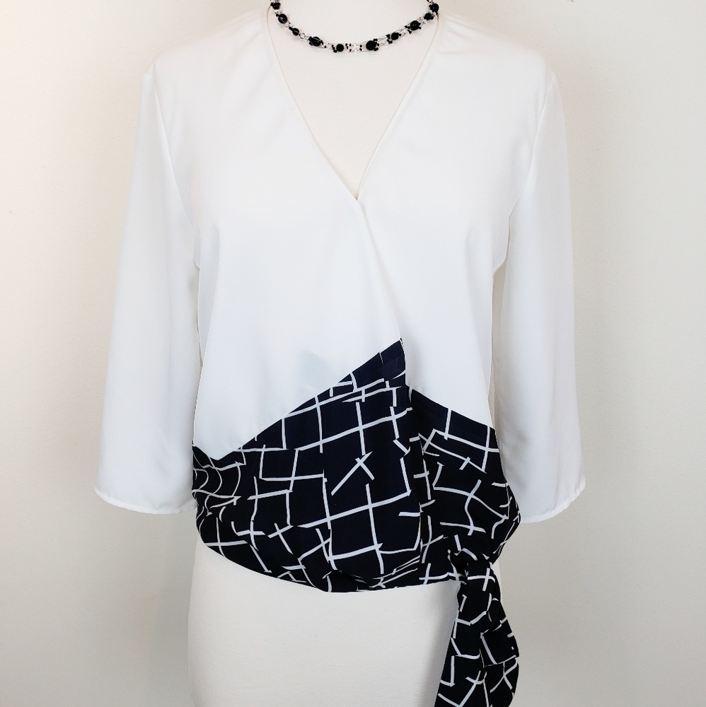Sachin + Babi White Blouse with Geometric Print